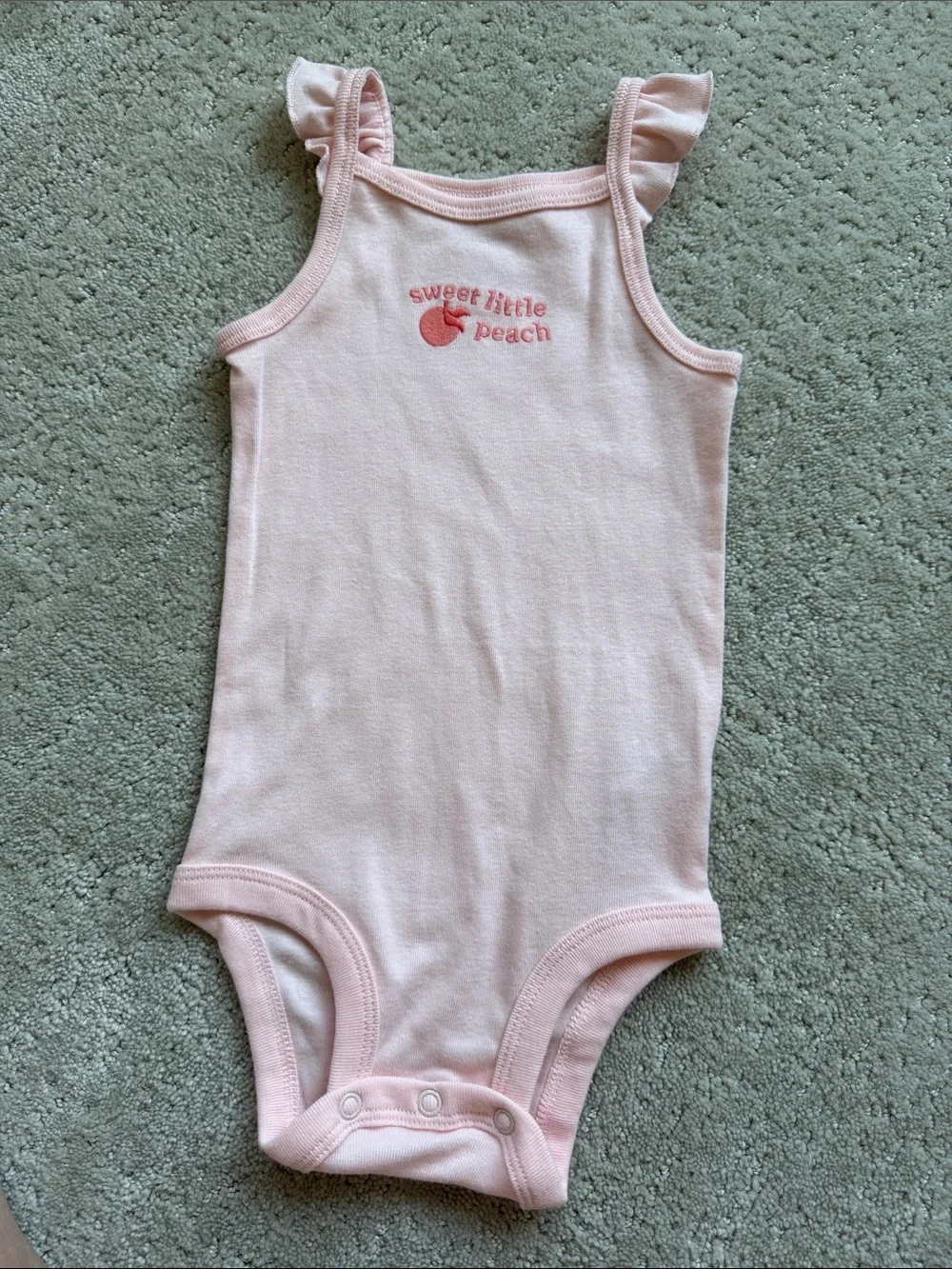 Carter's Light Pink Ruffle-Strap 'Sweet Little Peach' One-Piece Bodysuit